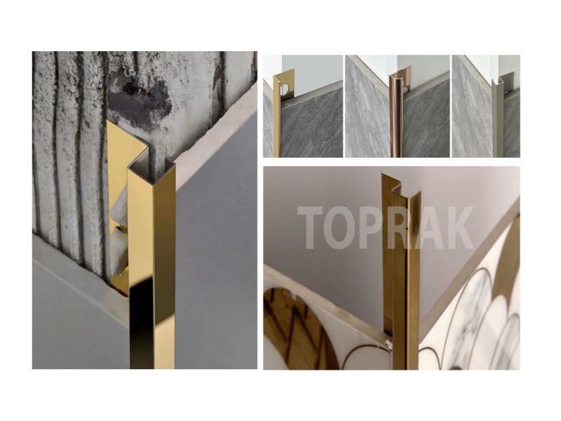 نوار کنج کاشی و سرامیک آلومینیوم و استیل کارخانه توپراک – انواع رنگ‌ها و پوشش‌های مات و براق0