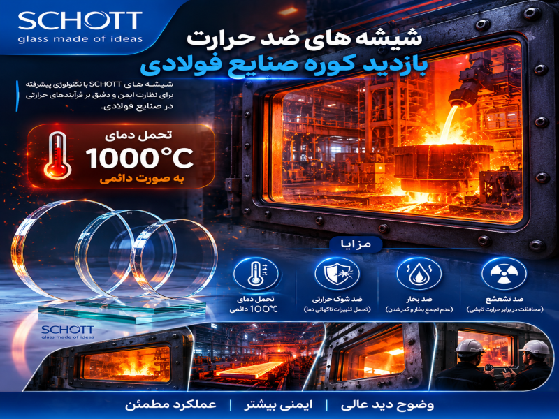 شیشه بازدید کوره آلمانی تا دمای 1000 درجه دایِمی0