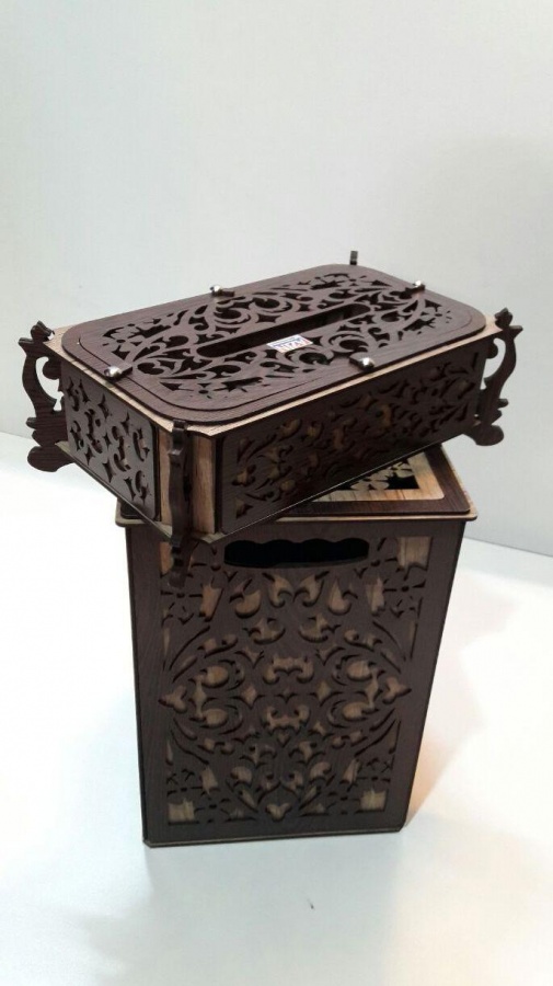 جعبه دستمال کاغذی و سطل چوبی2