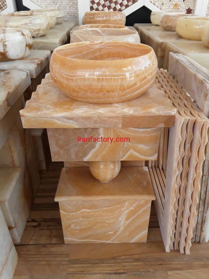 روشوئی گوی مرمر پرتقالی آنتیک سنگ خشتی0