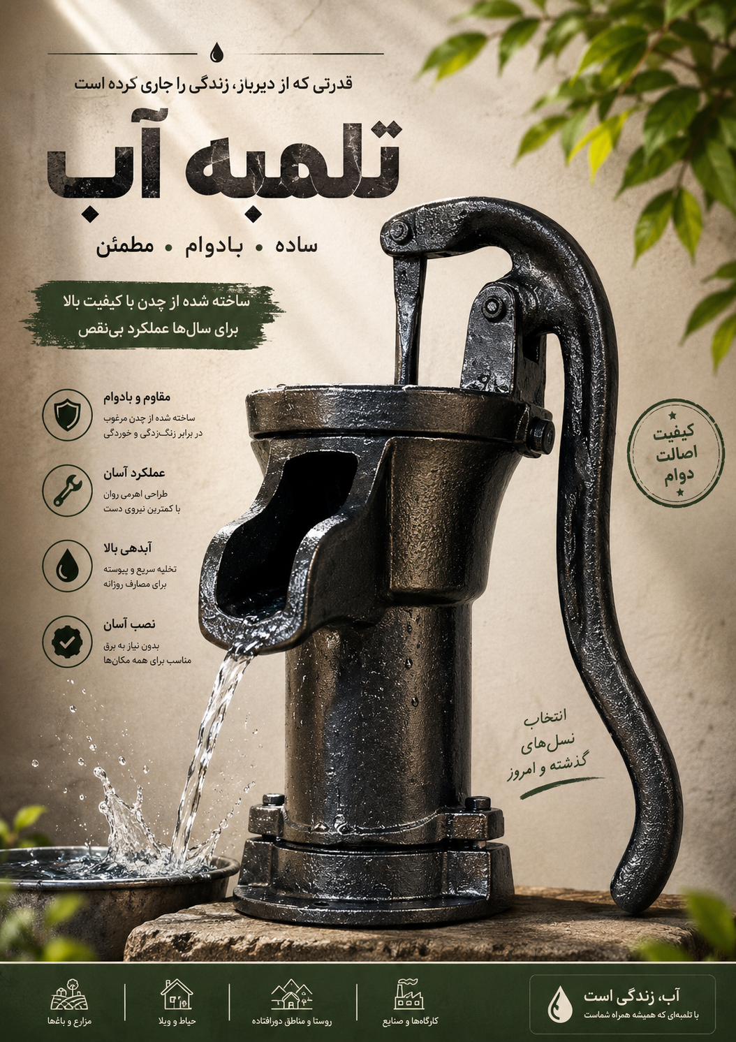 تلمبه آب دستی چدنی