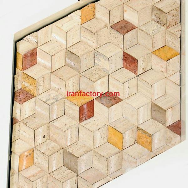 سنگ آنتیک حصیری لوزی سفید رنگی آنتیک ‌سنگ ‌خشتی