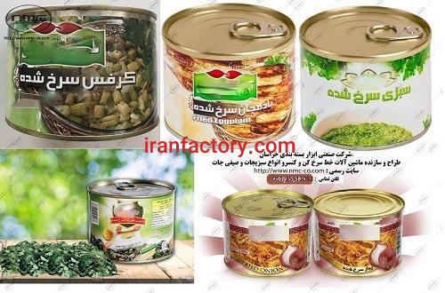 ماشین آلات تولید کنسرو صیفی جات و سبزیجات سرخ شده